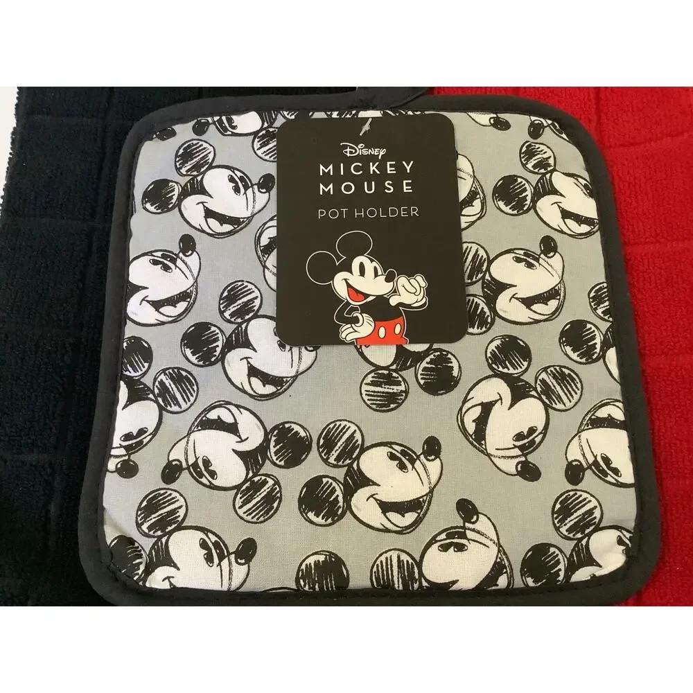 Disney Mickey Mouse Pot holder & 2 Pc Kitchen Towel Set - NWT -